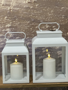 Tiber LED-lyhty L, valkoinen 30 cm (ajastin)