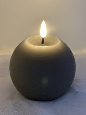 Harmaa Ø10cm M LED-pallokynttilä (ajastin)