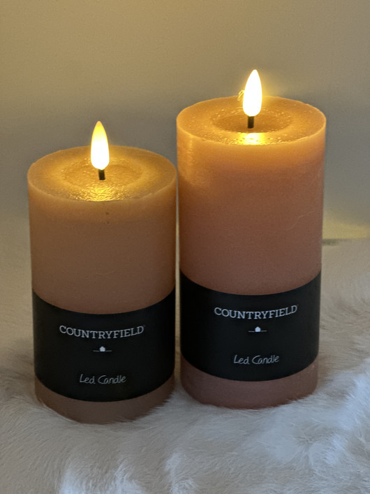 Vaaleanpunainen Ø7,5 x 15 cm L, LED-kynttilä (ajastin)