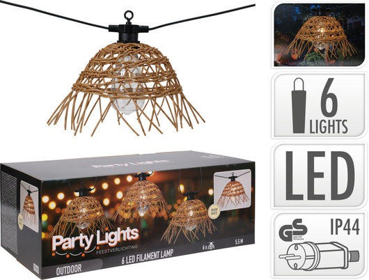 Ulkovalosarja Boho Lights 6-valoa, (IP44) pituus 5,5m