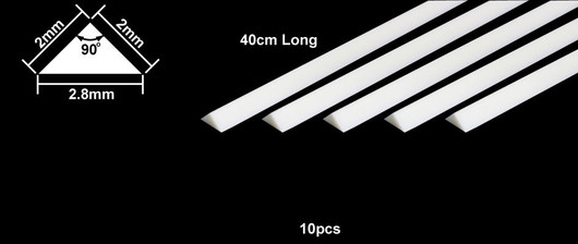 Plastic Beams 2mm Triangle (white) 10kpl x 40cm