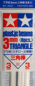 Plastic Beams 3mm Triangle (white) 8kpl x 40cm