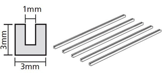 Plastic Beams 3mm U-Shaped (clear) 5kpl x 40cm