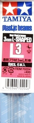 Plastic Beams 3mm L-Shaped (clear) 6kpl x 40cm