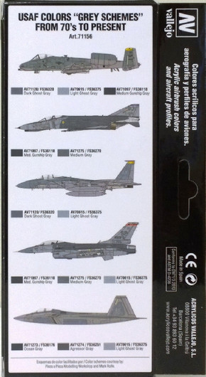 USAF Colors 'Gray Schemes' From 70's to Present (8 x 17ml)