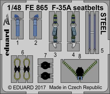 F-35A seatbelts Steel (for Meng), 1:48