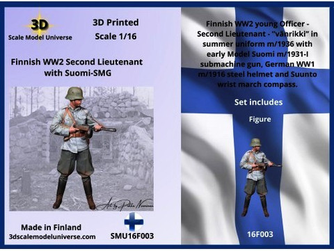 Finnish WW2 Second Lieutenant with Suomi-SMG 1:16