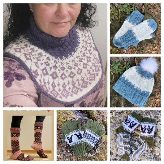 Kirjoneuleita lahjaksi -neuleohjesetti