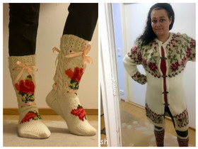 Ruususet -neuletakki ja sukat, neuleohjesetti