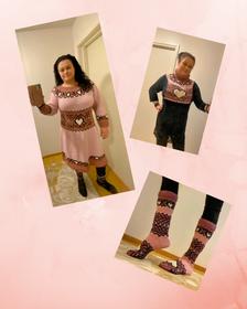 Jalosydän -setti, mekko, kauluri ja sukat