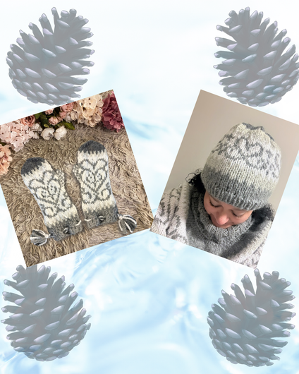 Sydänkäpy -myssy ja lapaset, neuleohje