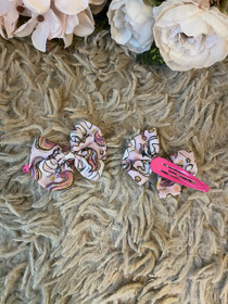 Pinkki Yksisarviset-rusettipinnisetti 