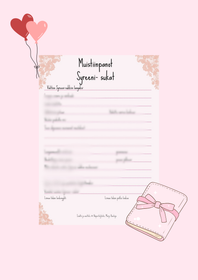 Syreeni -sukat, täytettävät muistiinpanosivut