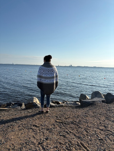 Sydänkäpy poncho, neuleohje