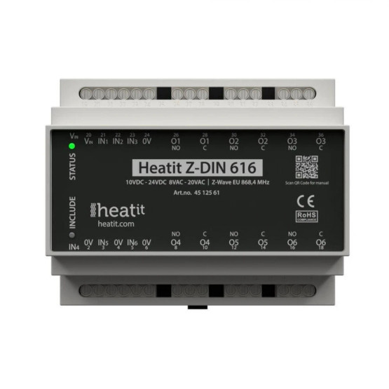 Heatit Z-DIN 616 - Z-Wave Plus DIN-kisko relemoduuli