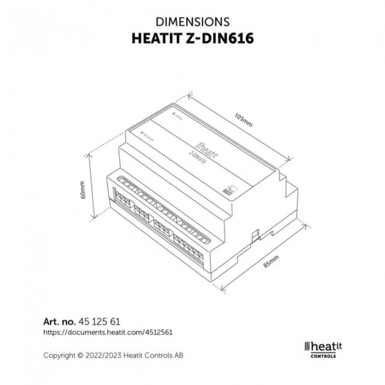 Heatit Z-DIN 616 - Z-Wave Plus DIN-kisko relemoduuli
