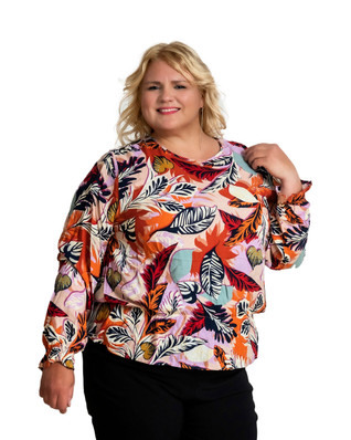 InFront Leana Plus-koon (XXL) n. 44/48 värikäs lehtikuvioinen pusero