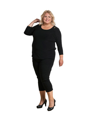 Picadilly musta pukeutumispaita  - myös plus-koossa