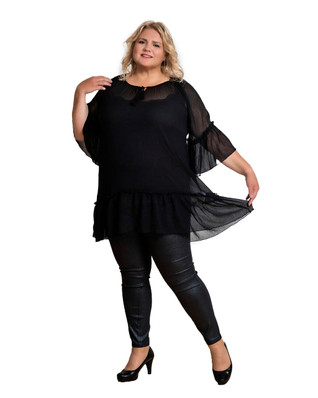 Zhenzi Peyton musta sifonkinen tunika myös plus-koot