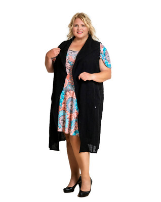 Pellavasekoitteinen pitkä plus-koon liivi