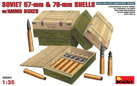 Soviet 57-mm & 76-mm shells with ammo boxes 1/35