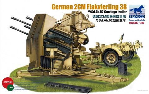 German 2 cm Flakvierling 38 with Carriage Trailer Sd.Ah.52 1/35
