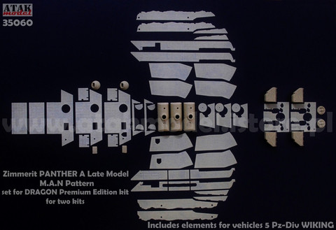 Zimmerit Panther A Late Prod. M.A.N Pattern. Recommended for Wiking Div. Vehicle (Dragon Smart Kit) 1/35