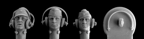 3 Heads SS Panzer Crew with Separate Headband assembly 1/35
