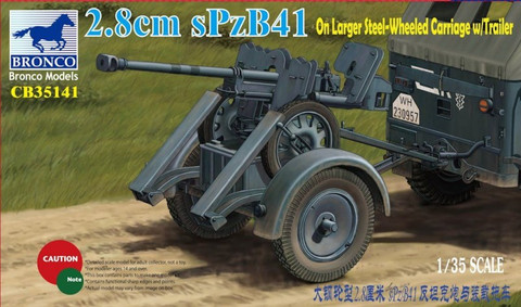 2.8cm sPzB41 on Larger Steel Wheel Carriage and Trailer 1/35