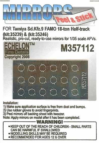 Sd.Kfz.9 FAMO 18-ton Half-track Mirrors (Tamiya) 1/35