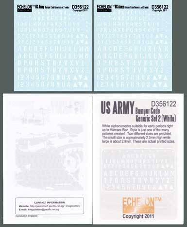 US ARMY Bumper Code Generic Set 2 (White) 1/35