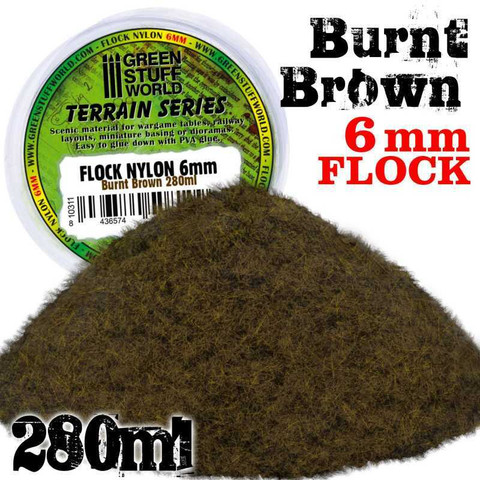 Static Grass Nylon Flock Burnt Brown 6mm 280ml