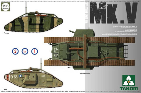 WWI British Heavy Battle Tank Mark V 3 in 1 1/35