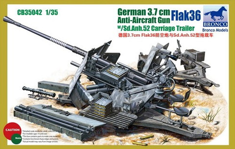 3.7cm FlaK 36 German Anti-Aircraft Gun with Sd.Anh.52 Carriage Trailer 1/35