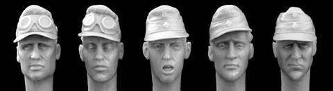 5 Heads German DAK or SS 2nd Camo Caps 1/35