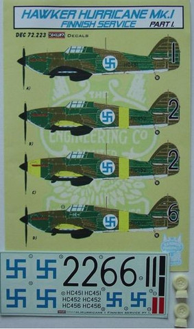 Hawker Hurricane Mk.I Finnish Part.I (Sis. Dekaaliarkki & resiinipyörät) 1/72