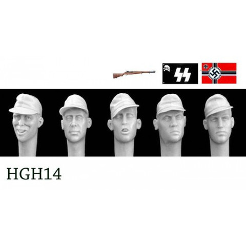5 Heads German SS Utility Camo Caps 1/35