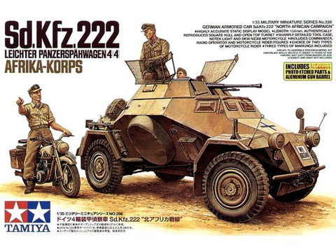 SdKfz 222 North Africa & Motorcycle & 3 Figures 1/35