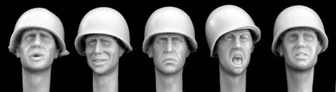 5 Heads Wearing US M1 Helmets 1/35