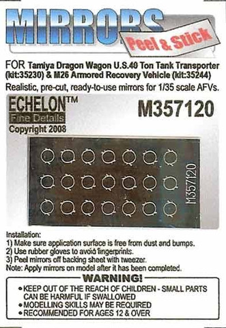 M26 Dragon Wagon 40 Ton Tank Transporter Mirrors (Tamiya) 1/35