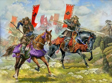 Mounted Samurai (2 fig. + 2 horses)