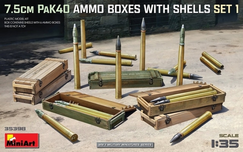 7.5cm PaK 40 Ammo Boxes with Shells Set 1  1/35
