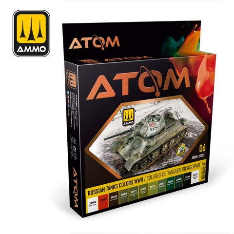 Atom Paints Russian Tank Colors WWII, 12 Shades 20ml