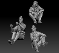 LRDG Crew Set 1 (3 Highly Detailed Resin Figures)  1/35