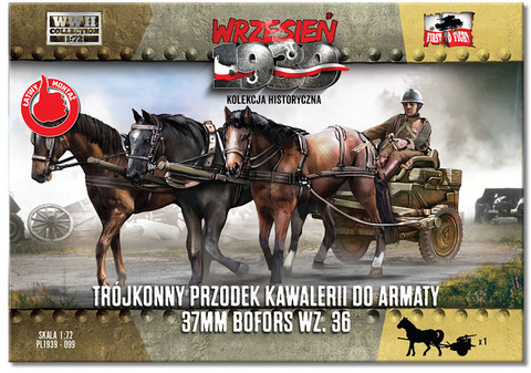 Three-horse cavalry carriage for 37mm Bofors woz.36   1/72