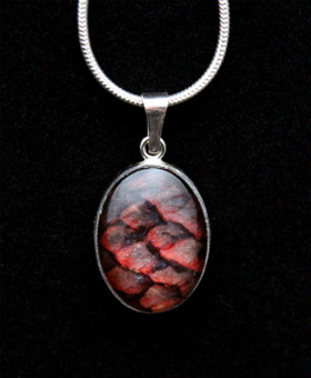 Punainen veriseitikki kala-kaulakoru, ovaali, koko 13x18mm