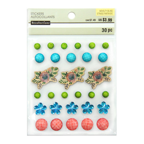 Novelty Bling Stickers: Flowers