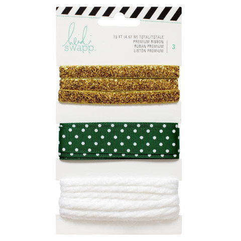 Premium Ribbon: Gold & Green - nauhapakkaus