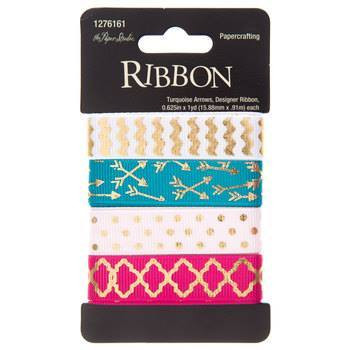   Designer Ribbon: Turquoise Arrows -nauhapakkaus