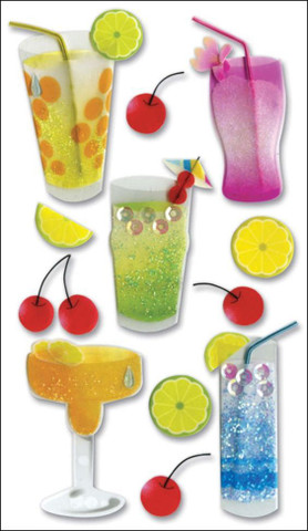 Jolee's Boutique 3D Stickers: Tropical Drinks (vellum)